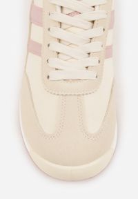 Born2be - Beżowe Sneakersy z Geometrycznym Motywem Jannata. Okazja: na co dzień. Kolor: beżowy. Materiał: jeans, dresówka. Wzór: geometria #8