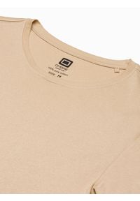 Ombre Clothing - T-shirt męski bawełniany z nadrukiem S1387 - beżowy - XXL. Kolor: beżowy. Materiał: bawełna. Wzór: nadruk