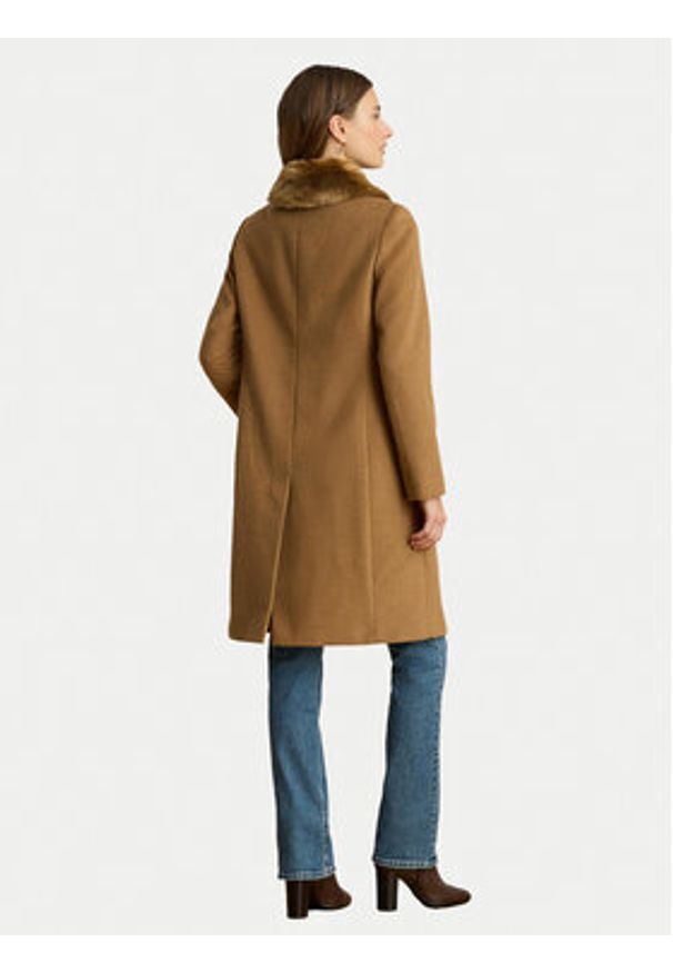 Lauren Ralph Lauren - LAUREN RALPH LAUREN Płaszcz wełniany 297P04148002 Brązowy Straight Fit. Kolor: brązowy. Materiał: syntetyk