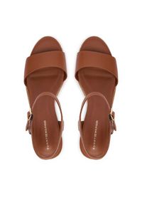 TOMMY HILFIGER - Tommy Hilfiger Espadryle Th Monogram Leather Wedge Espadrilles FW0FW09340 Brązowy. Kolor: brązowy. Materiał: skóra #2
