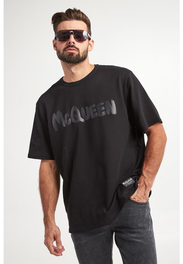 Alexander McQueen - T-shirt męski z siatki ALEXANDER MCQUEEN
