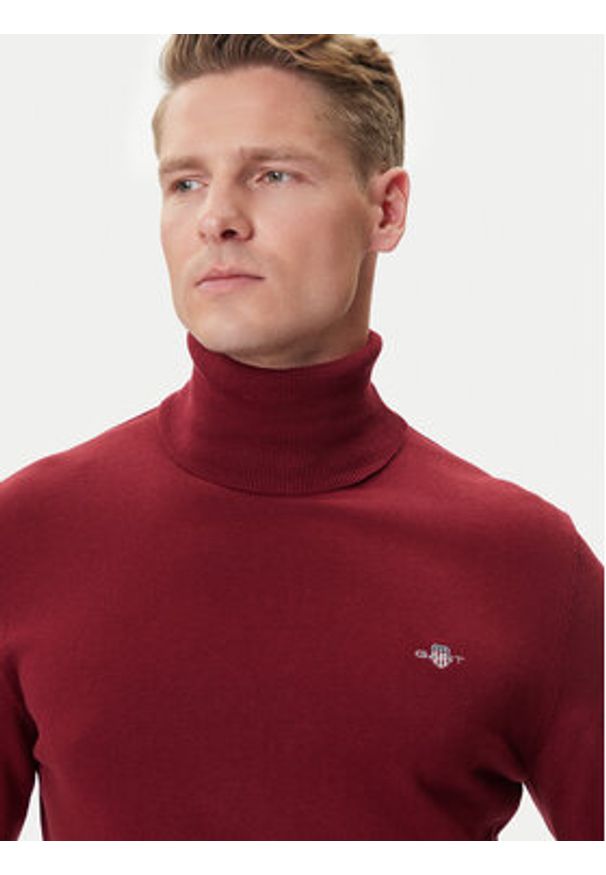 GANT - Gant Golf 8030563 Bordowy Regular Fit. Typ kołnierza: golf. Kolor: czerwony. Materiał: bawełna