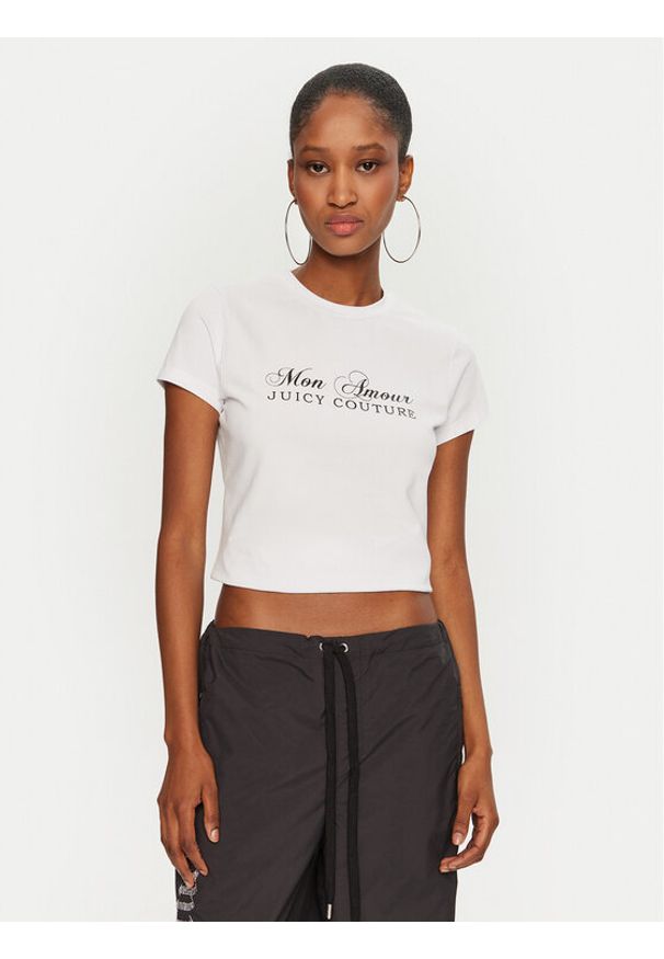 Juicy Couture T-Shirt Mon Amour JCSCT224407 Biały Slim Fit. Kolor: biały. Materiał: bawełna