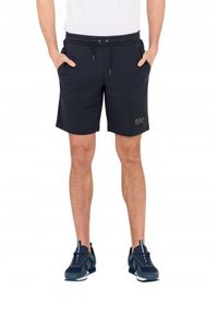 EA7 Emporio Armani - EA7 Granatowe męskie szorty dresowe, Rozmiar S. Kolor: niebieski. Materiał: bawełna, dresówka. Długość: krótkie. Wzór: aplikacja #4