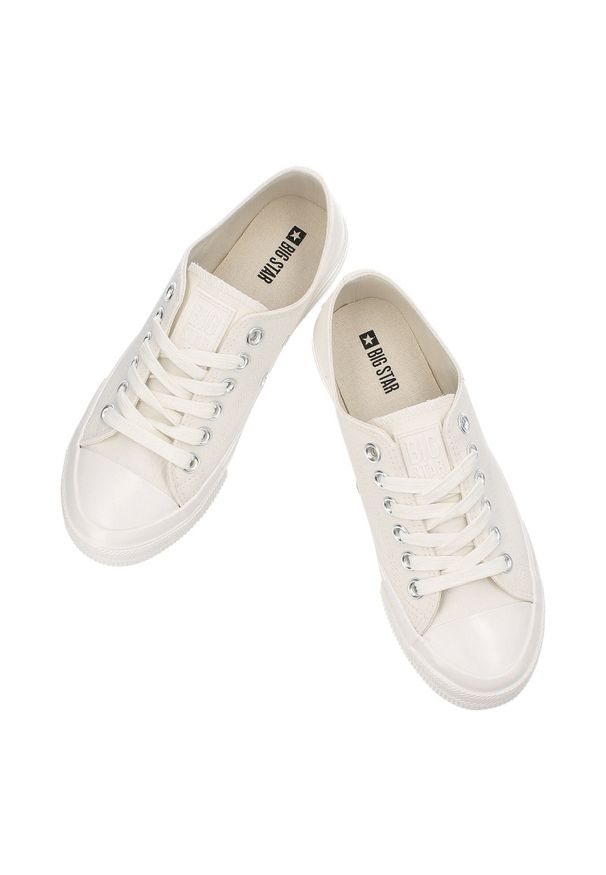 Big-Star - Białe Trampki Big Star Sportowe Obuwie Unisex. Kolor: biały. Materiał: jeans. Styl: sportowy