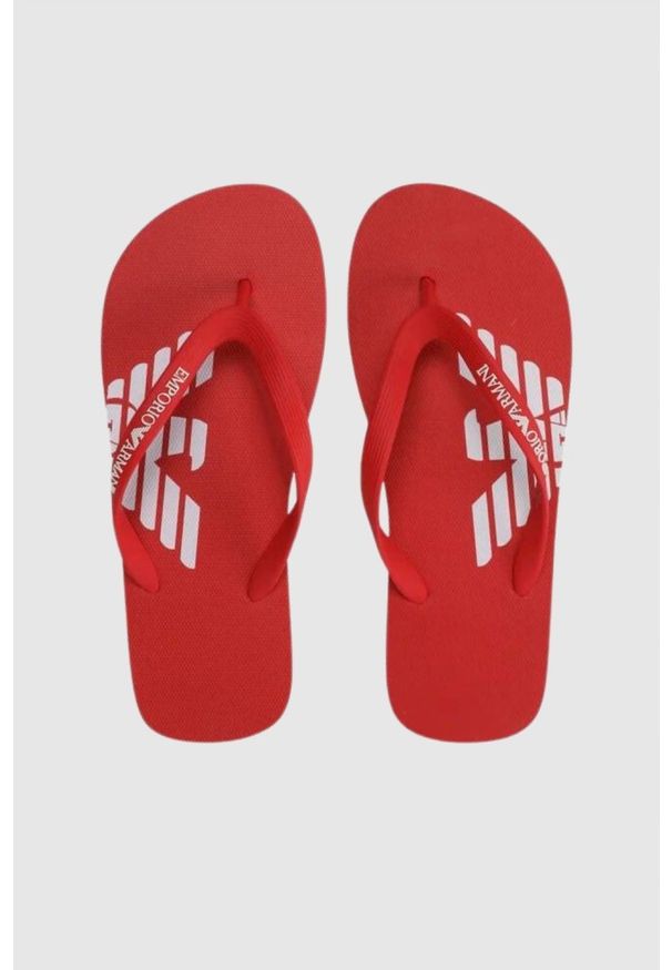 Emporio Armani - EMPORIO ARMANI Czerwone japonki z białym logo, Rozmiar 37. Kolor: czerwony
