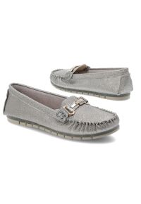 Srebrne Mokasyny S.Barski Wsuwane Obuwie Damskie. Okazja: na co dzień. Zapięcie: bez zapięcia. Kolor: srebrny. Materiał: skóra. Szerokość cholewki: normalna. Styl: casual, klasyczny, elegancki #5