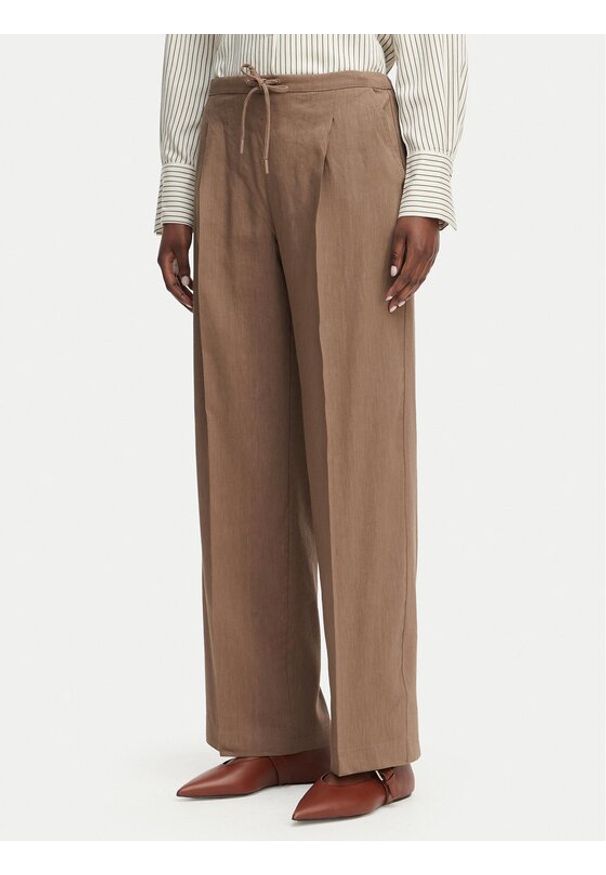 Marella Spodnie materiałowe Alloro 2613131115 Brązowy Regular Fit. Kolor: brązowy. Materiał: wiskoza