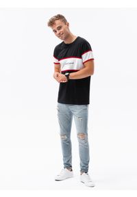 Ombre Clothing - T-shirt męski bawełniany - czarny V2 S1629 - M. Kolor: czarny. Materiał: bawełna #4