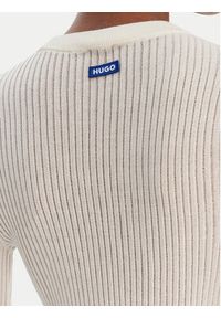 Hugo - HUGO Sweter Somya_B 50554221 Beżowy Slim Fit. Kolor: beżowy. Materiał: wiskoza #3