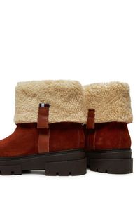 TOMMY HILFIGER - Tommy Hilfiger Botki Faux Fur Suede Roll-Down Boot FW0FW08158 Brązowy. Kolor: brązowy. Materiał: skóra, zamsz #5