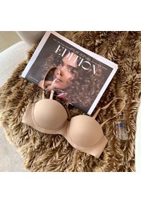 Intica - Biustonosz balkonetka push-up z regulowanymi ramiączkami Arnetta. Kolor: beżowy. Rodzaj stanika: push-up