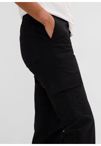 bonprix - Spodnie bojówki z bawełny ze stretchem. Kolor: czarny. Materiał: bawełna #2