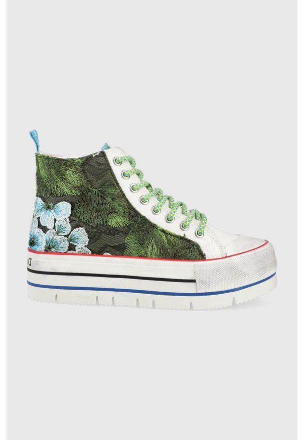 Desigual trampki damskie. Nosek buta: okrągły. Zapięcie: sznurówki. Materiał: guma. Obcas: na platformie