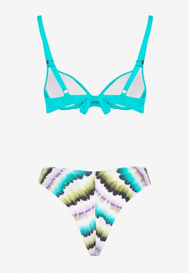Born2be - Jasnozielone Bikini Biustonosz i Majtki Typu Figi z Nadrukiem Natimela. Kolor: zielony. Wzór: nadruk