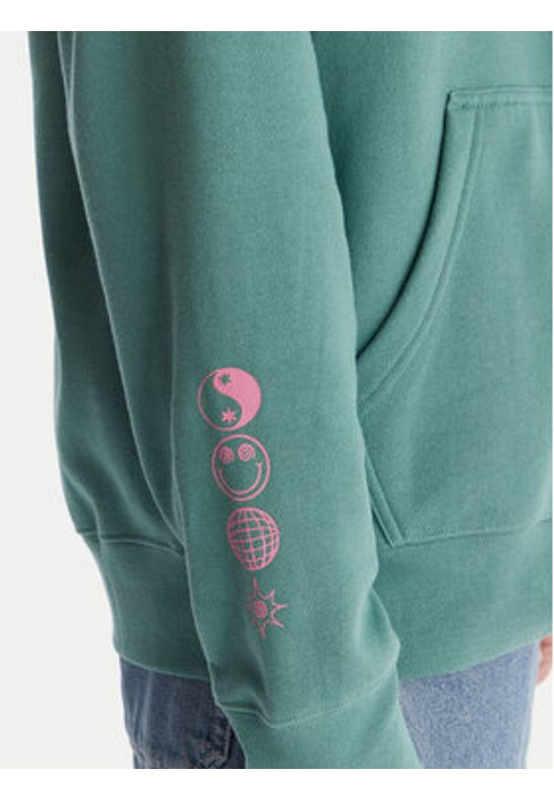 Quiksilver Bluza Graphic Hood Zip EQYFT05133 Zielony Regular Fit. Kolor: zielony. Materiał: bawełna, syntetyk