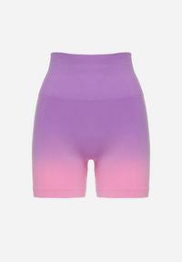 Born2be - Fioletowe Szorty Kolarki Sportowe przed Kolano z Szeroką Gumą w Pasie Lavinna. Okazja: na co dzień. Kolor: fioletowy. Materiał: guma. Styl: sportowy #7