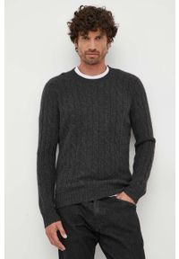 Polo Ralph Lauren sweter kaszmirowy męski kolor szary. Typ kołnierza: polo. Kolor: szary. Materiał: kaszmir. Styl: klasyczny #3