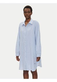 Iconique Sukienka koszulowa IC25-066 Błękitny Relaxed Fit. Kolor: niebieski. Materiał: bawełna. Typ sukienki: koszulowe #1