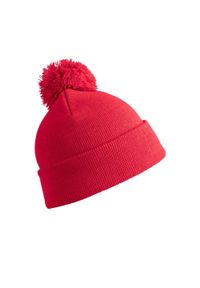 RESULT - Zimowa Damska Essentials Pom Pom Beanie. Kolor: czerwony. Sezon: zima