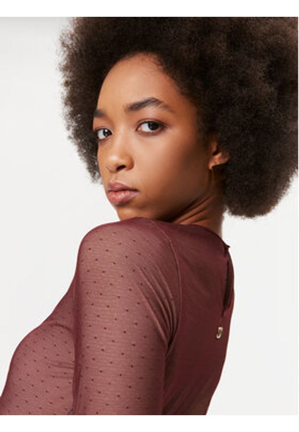 TwinSet - TWINSET Body 232TT2480 Bordowy Slim Fit. Kolor: czerwony. Materiał: syntetyk