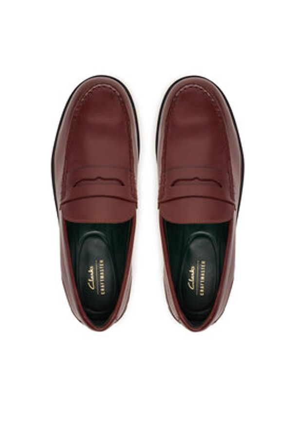 Clarks Mokasyny CraftJames Lo 26183358 Bordowy. Kolor: czerwony. Materiał: skóra