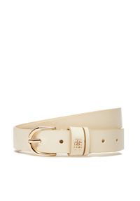 TOMMY HILFIGER - Tommy Hilfiger Pasek Damski Essential Effortless 2.5 Go AW0AW16836 Écru. Materiał: skóra