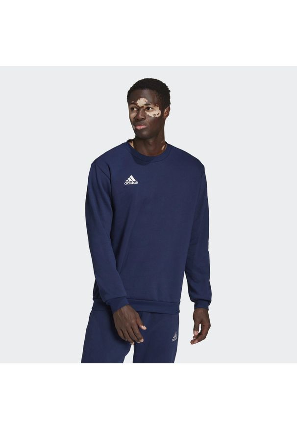 Adidas - Bluza adidas Entrada 22. Kolor: niebieski. Materiał: bawełna, materiał, poliester. Sport: fitness