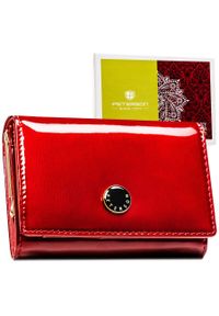Skórzany lakierowany portfel damski na zatrzask w czerwonym kolorze PTN PH30-1-SH Peterson. Kolor: czerwony. Materiał: skóra, lakier #1