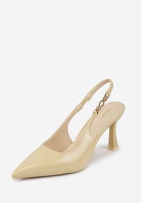 Born2be - Żółte Szpilki VICES z Odkrytą Piętą i Elegancką Aplikacją przy Pasku Naterena. Okazja: na co dzień. Zapięcie: pasek. Kolor: żółty. Materiał: jeans. Wzór: aplikacja. Obcas: na szpilce. Styl: elegancki #6