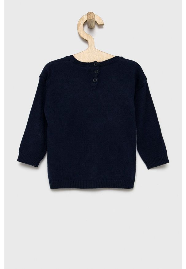 United Colors of Benetton Sweter dziecięcy kolor granatowy. Okazja: na co dzień. Kolor: niebieski. Materiał: dzianina. Długość: długie. Styl: casual