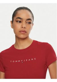 Tommy Jeans T-Shirt Linear DW0DW18398 Czerwony Slim Fit. Kolor: czerwony. Materiał: bawełna #4