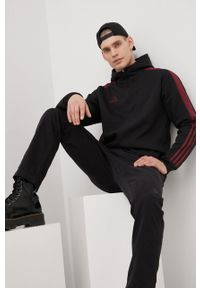 adidas Performance bluza męska kolor czarny z kapturem wzorzysta. Typ kołnierza: kaptur. Kolor: czarny. Materiał: materiał, poliester, tkanina. Długość: krótkie