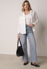 Born2be - Niebieskie Jeansy Szerokie z Wysokim Stanem z Ozdobnymi Kieszonkami Phinis. Okazja: na co dzień. Stan: podwyższony. Kolor: niebieski. Styl: casual, elegancki #6