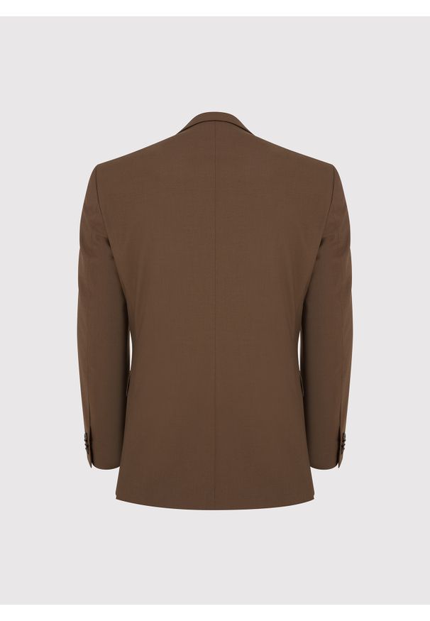 Pako Lorente - PAKO LORENTE - Gładka brązowa marynarka garniturowa. Okazja: na spotkanie biznesowe. Kolor: brązowy. Materiał: poliester, elastan, wiskoza. Wzór: gładki. Styl: biznesowy, młodzieżowy