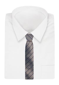 Alties - Klasyczny Męski Krawat - ALTIES - Ciemny Beż, Pasek. Kolor: brązowy, wielokolorowy, beżowy. Materiał: tkanina. Styl: klasyczny #2