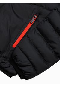 Ombre Clothing - Sportowa kurtka męska pikowana - czarna V2 OM-JALP-0118 - XXL. Kolor: czarny. Materiał: nylon, poliester. Styl: sportowy #9