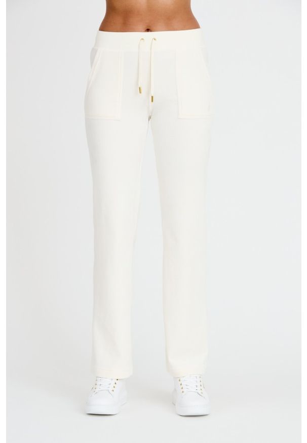 Juicy Couture - JUICY COUTURE Spodnie ecru Gold Del Ray Pocketed Pant. Kolor: beżowy