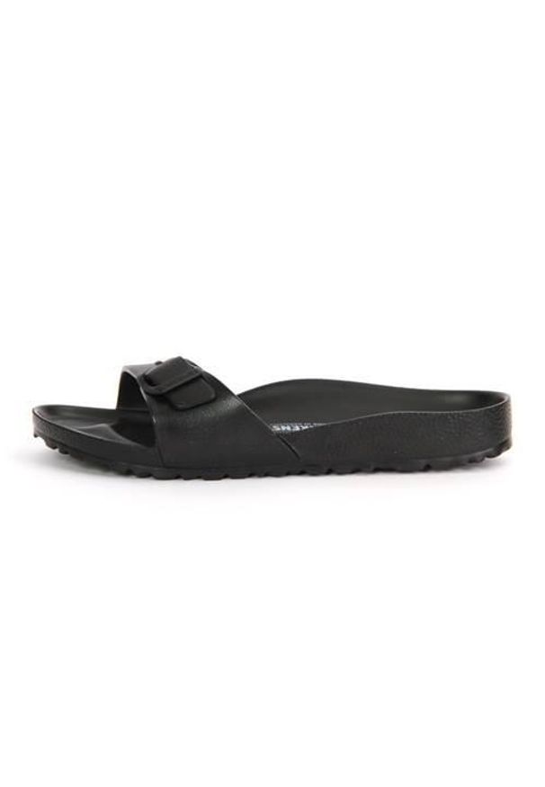 Klapki damskie Birkenstock Eva Madrid Black Eva. Kolor: czarny. Materiał: syntetyk, materiał. Styl: sportowy