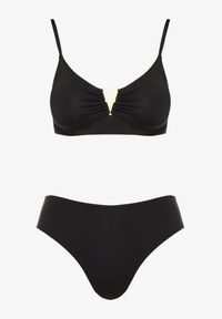Born2be - Czarne Bikini Biustonosz z Metaliczną Ozdobą i Majtki Figi Kinirela. Kolor: czarny. Wzór: aplikacja #4