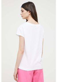 Love Moschino t-shirt bawełniany kolor biały. Kolor: biały. Materiał: bawełna. Wzór: nadruk #2