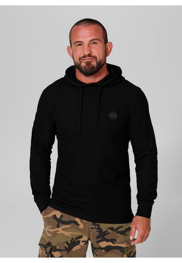 PITBULL - Bluza męska Pitbull z kapturem Pique Rockey. Typ kołnierza: kaptur. Kolor: czarny. Sport: fitness