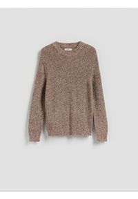 Reserved - Strukturalny sweter - brązowy. Kolor: brązowy. Materiał: bawełna, dzianina
