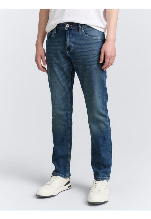 Tom Tailor - Męskie Spodnie Jeansowe Marvin Straigh Used Mid Stone Blue Denim Proste 1047981 10119