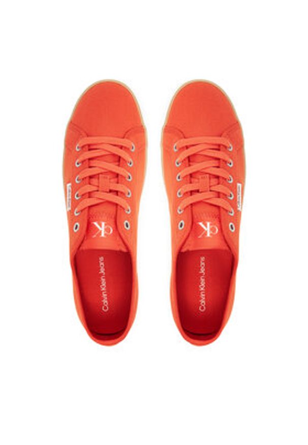 Calvin Klein Jeans Tenisówki Ess Vulc Low Mg Cv YM0YM01301 Pomarańczowy. Kolor: pomarańczowy. Materiał: materiał
