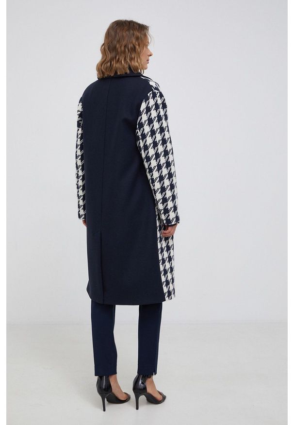 TOMMY HILFIGER - Tommy Hilfiger - Płaszcz z domieszką wełny. Okazja: na co dzień. Kolor: niebieski. Materiał: wełna. Styl: klasyczny, casual