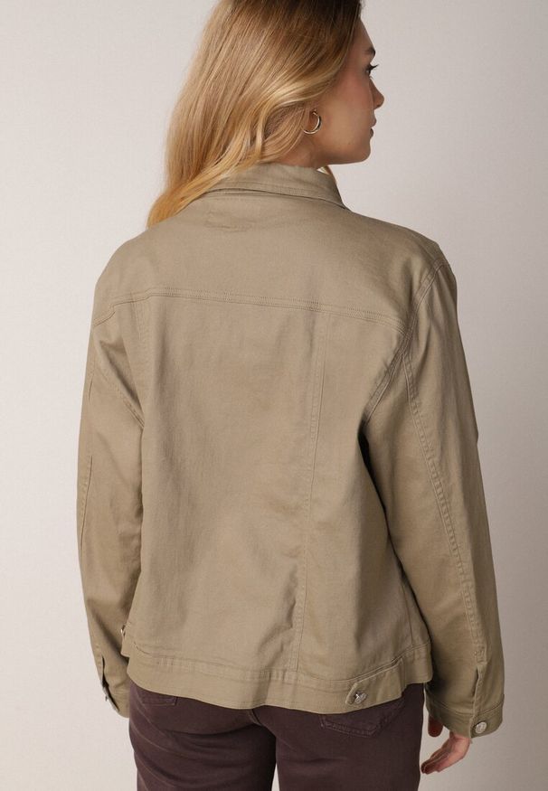 Born2be - Ciemnobeżowa Bawełniana Kurtka Jeansowa Perimea. Kolor: brązowy. Materiał: bawełna, jeans