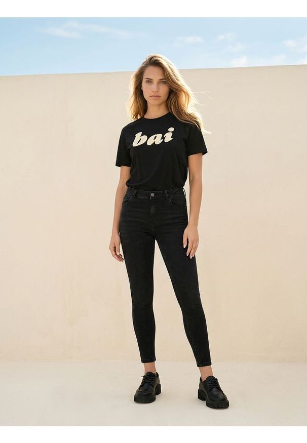 Sinsay - Jeansy skinny fit - czarny. Kolor: czarny