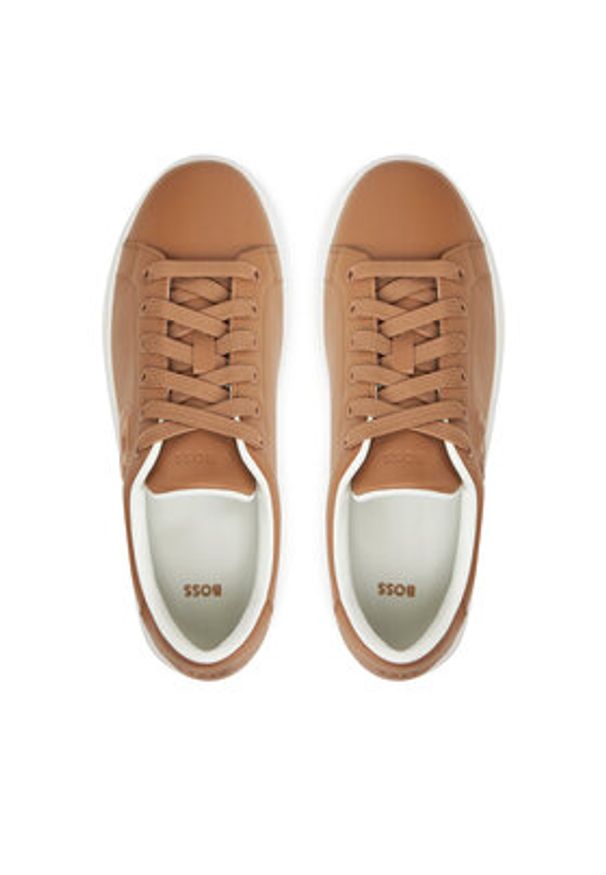 BOSS Sneakersy Kieran 50541649 Brązowy. Kolor: brązowy. Materiał: skóra