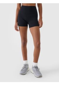 4f - 4F Legginsy krótkie treningowe damskie - czarne XL. Stan: podwyższony. Kolor: czarny. Materiał: poliester, elastan, materiał, włókno, dzianina. Długość: krótkie. Wzór: ze splotem, gładki, jednolity. Sport: fitness #2
